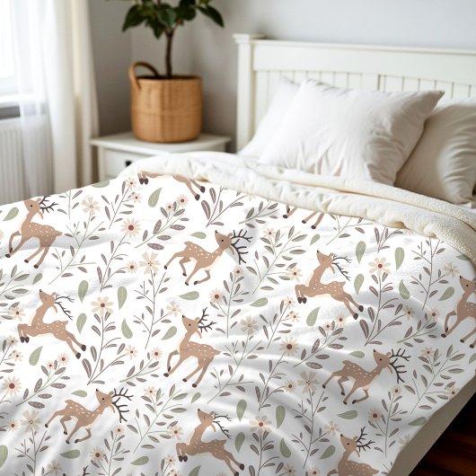 Schattigee herten Woodland Neutral Nursery Kinder  Fleece Deken