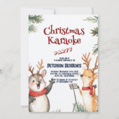 Schattigee herten zingen kerst karaoke party kaart (Voorkant)