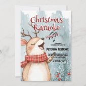 Schattigee herten zingen kerst karaoke party kaart (Voorkant)
