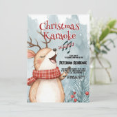Schattigee herten zingen kerst karaoke party kaart (Staand voorkant)