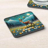 Schattigee hertenbloemen weide fantasie bier onderzetter (Linkerzijde)