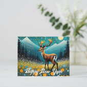 Schattigee hertenbloemen weide fantasie feestdagenkaart (Staand voorkant)