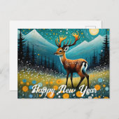 Schattigee hertenbloemen weide fantasie feestdagenkaart (Voorkant / Achterkant)