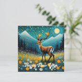 Schattigee hertenbloemen weide fantasie feestdagenkaart (Staand voorkant)