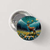 Schattigee hertenbloemen weide fantasie ronde button 3,2 cm (Voorkant /achterkant)