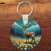 Schattigee hertenbloemen weide fantasie sleutelhanger (Achterkant)