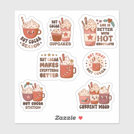 Schattigee hete cacao seizoen plakboek briefpapier sticker (Vel)