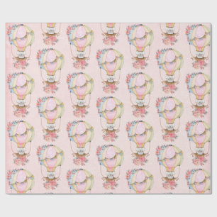 Schattigee Hete Luchtballon met Beren Waterverf Wr Cadeaupapier