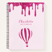 Schattigee hete roze glitter monogram schets notitieboek (Voorkant)