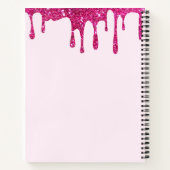 Schattigee hete roze glitter monogram schets notitieboek (Achterkant)