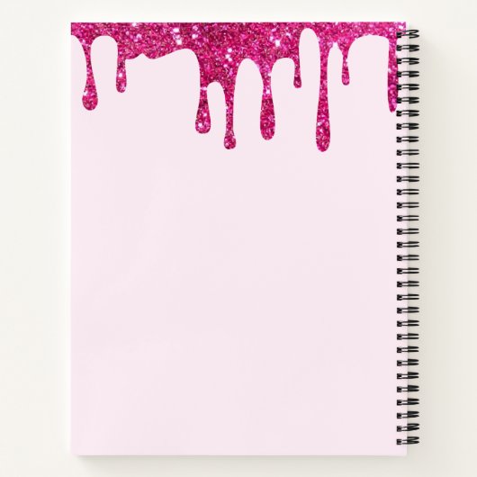 Schattigee hete roze glitter monogram schets notitieboek (Achterkant)