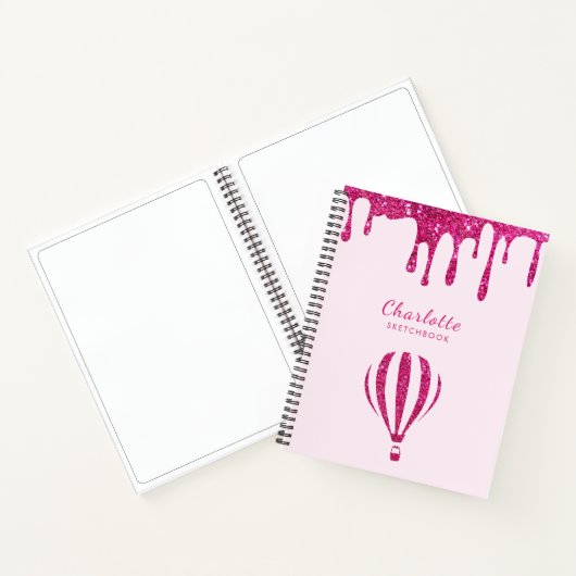 Schattigee hete roze glitter monogram schets notitieboek (Binnen)