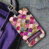 Schattigee hete roze gouden zeemeermin schalen gir bagagelabel