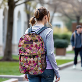 Schattigee hete roze gouden zeemeermin schalen gir bedrukte rugzak
