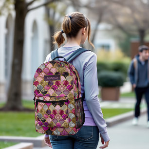 Schattigee hete roze gouden zeemeermin schalen gir bedrukte rugzak