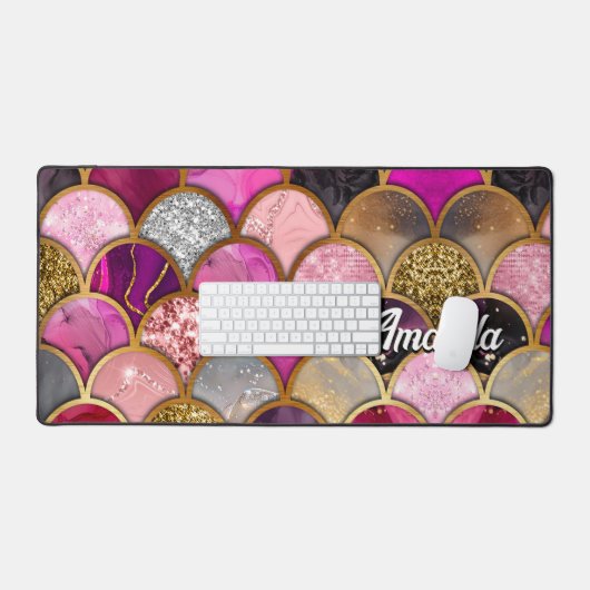 Schattigee hete roze gouden zeemeermin schalen gir bureaumat (Keyboard & Muis)