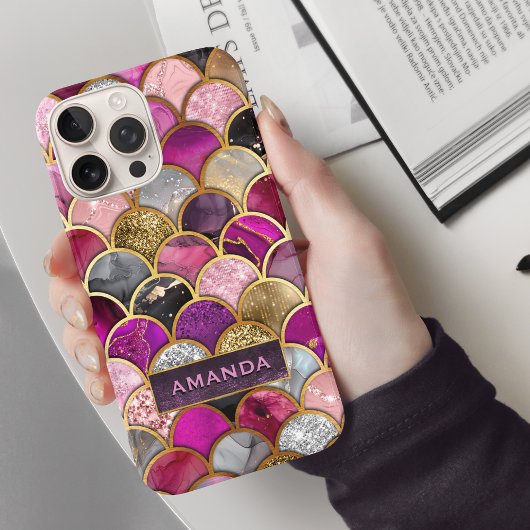 Schattigee hete roze gouden zeemeermin schalen gir Case-Mate iPhone case