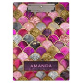 Schattigee hete roze gouden zeemeermin schalen gir klembord (Voorkant)