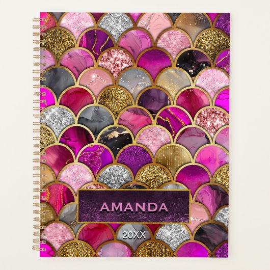 Schattigee hete roze gouden zeemeermin schalen gir planner (Voorkant)