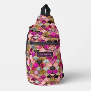 Schattigee hete roze gouden zeemeermin schalen gir sling bag