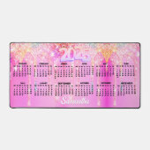 Schattigee hete Roze Regenboog Glitter Druppels mo Bureaumat (Voorkant)