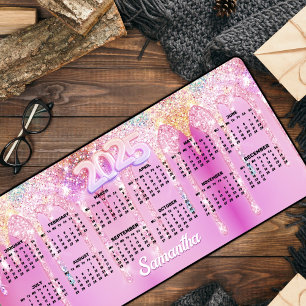 Schattigee hete Roze Regenboog Glitter Druppels mo Bureaumat