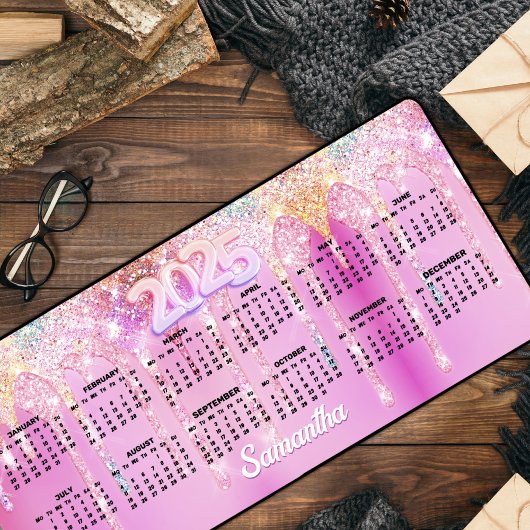 Schattigee hete Roze Regenboog Glitter Druppels mo Bureaumat