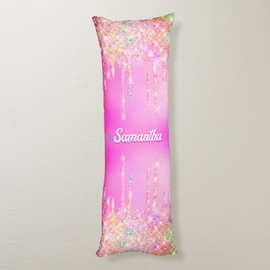 Schattigee hete Roze Regenboog Glitter Druppels mo Lichaamskussen (Achterkant (Verticaal))