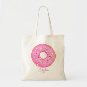 Schattigee Hete Roze Waterverf Donut & Sprinkles C Tote Bag (Voorkant)