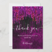 Schattigee hete Roze zwarte Glitter Drips dank u Kaart (Voorkant)