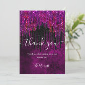Schattigee hete Roze zwarte Glitter Drips dank u Kaart (Staand voorkant)