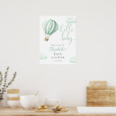 Schattigee heteluchtballon Baby shower welkomstbor Poster (Keuken)