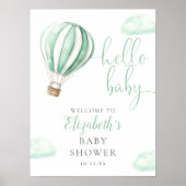 Schattigee heteluchtballon Baby shower welkomstbor Poster (Voorkant)