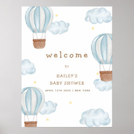 Schattigee heteluchtballon Cloud Boy Baby shower W Poster