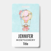 Schattigee heteluchtballon Waterverf Badge (Achterkant)