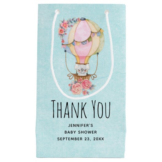 Schattigee heteluchtballon Waterverf Klein Cadeauzakje (Voorkant)