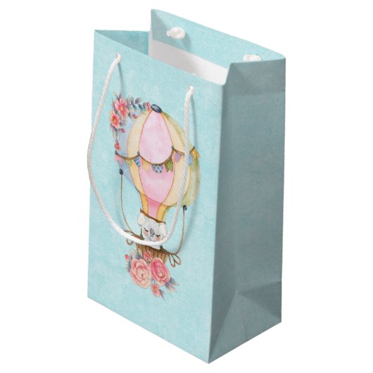 Schattigee heteluchtballon Waterverf Klein Cadeauzakje (Achterkant Gekanteld)