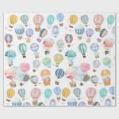 Schattigee heteluchtballonnen cadeaupapier (Vlak)
