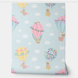 Schattigee heteluchtballonnen met dieren, strikken behang