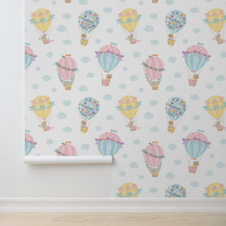 Schattigee heteluchtballonnen met dieren, strikken behang