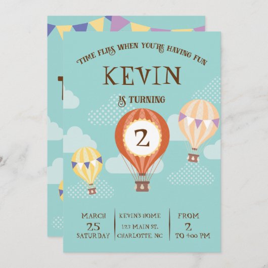  Schattigee heteluchtballonverjaardag. Kaart (Voorkant / Achterkant)