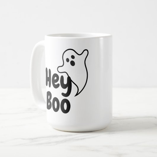 Schattigee Hey Boo Funny Ghost Halloween Coffee Mo Koffiemok (Voorkant links)