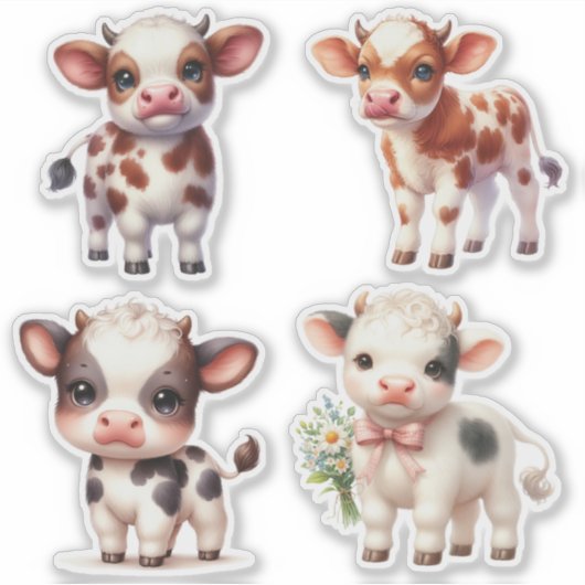 Schattigee Highland Calves Sticker (Voorkant)