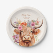 Schattigee Highland Koe 1e Verjaardag Papieren Bordje (Voorkant)