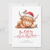 Schattigee Highland Koe 2026 Kalender Vrolijk Kers Feestdagenkaart (Voorkant)