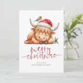 Schattigee Highland Koe 2026 Kalender Vrolijk Kers Feestdagenkaart (Staand voorkant)