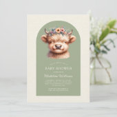 Schattigee Highland Koe Arch Baby shower Uitnodigi (Staand voorkant)