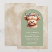 Schattigee Highland Koe Arch Baby shower Uitnodigi (Voorkant / Achterkant)