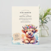 Schattigee Highland Koe Baby shower Uitnodiging (Staand voorkant)
