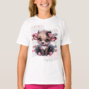 Schattigee Highland Koe Ballerina - Kawaii Animal T-shirt